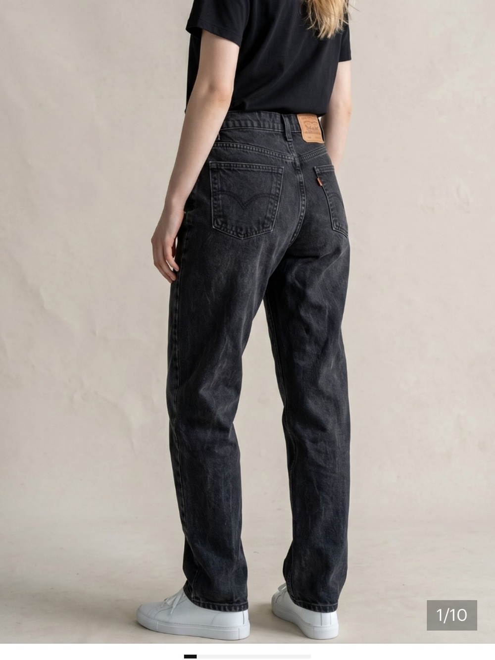 Levi's Black Vintage 550 Relaxed Straight Jeans Orange Tab